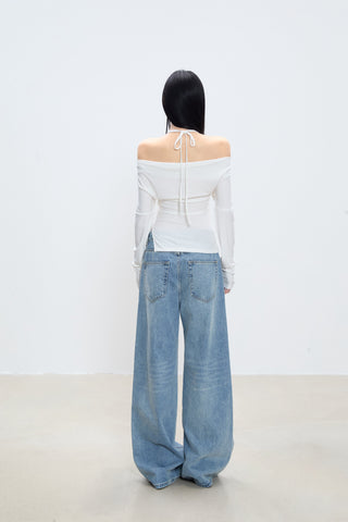 halter off-shoulder blouse
