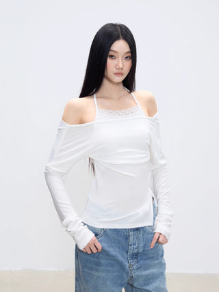 halter off-shoulder blouse