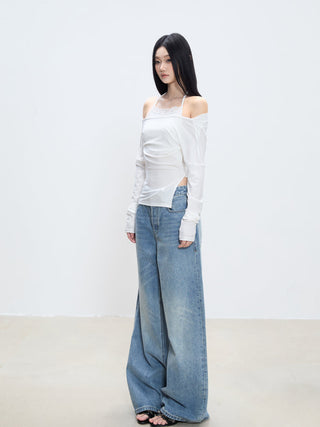 halter off-shoulder blouse