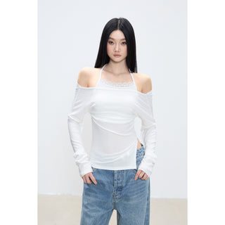 halter off-shoulder blouse