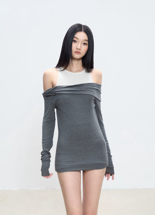 off-shoulder hip skirt