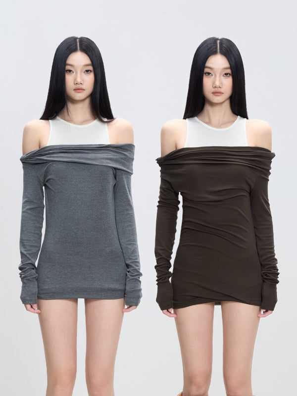 off-shoulder hip skirt