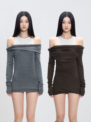 off-shoulder hip skirt