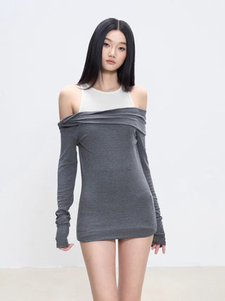 off-shoulder hip skirt