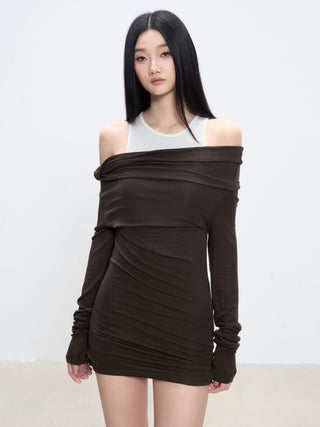off-shoulder hip skirt