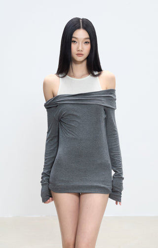 off-shoulder hip skirt
