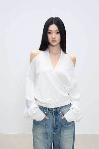 off-shoulder white top
