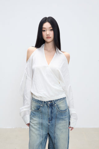 off-shoulder white top