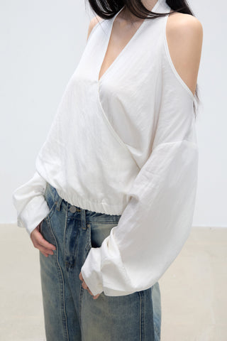 off-shoulder white top