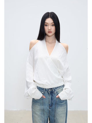off-shoulder white top