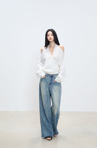 off-shoulder white top