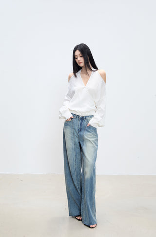 off-shoulder white top