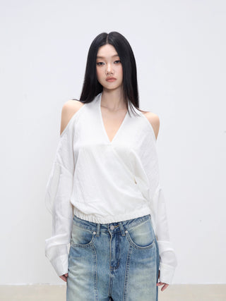off-shoulder white top