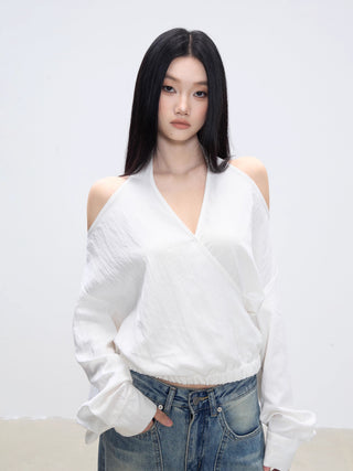 off-shoulder white top