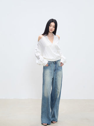 off-shoulder white top