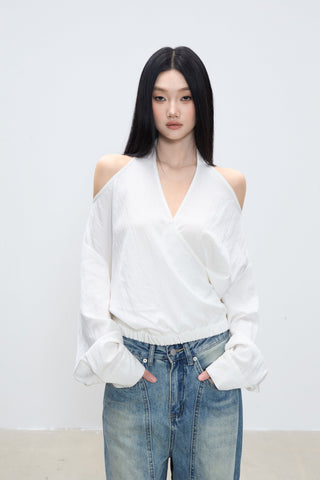 off-shoulder white top
