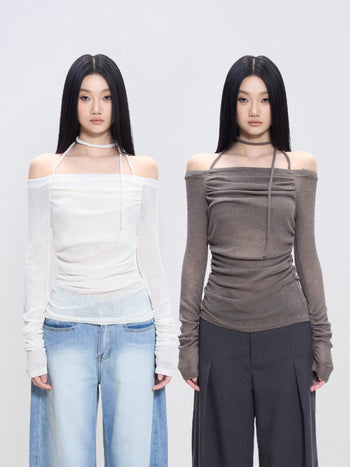 off-shoulder bottoming shirt