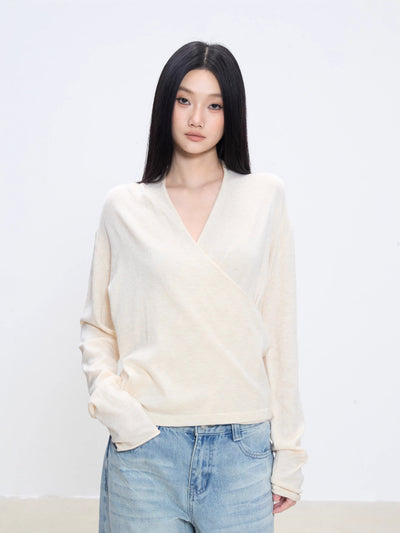 V-neck knit top