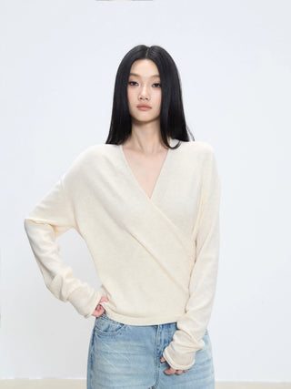 V-neck knit top