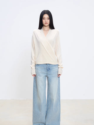 V-neck knit top