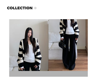 striped cardigan coat