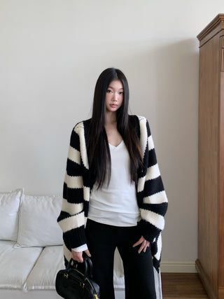 striped cardigan coat