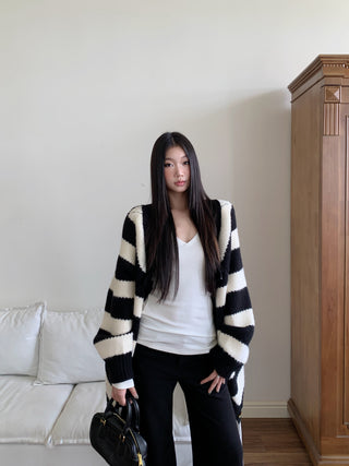 striped cardigan coat
