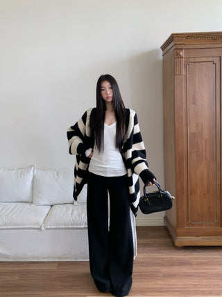 striped cardigan coat