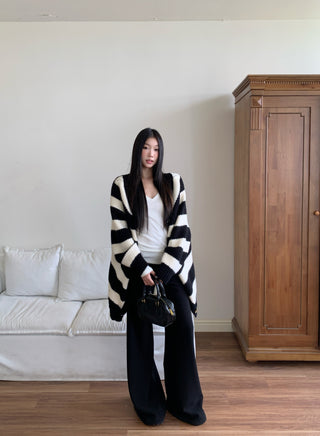 striped cardigan coat