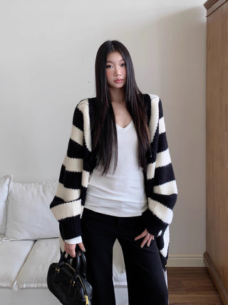 striped cardigan coat