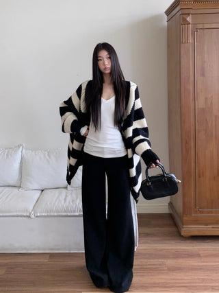 striped cardigan coat