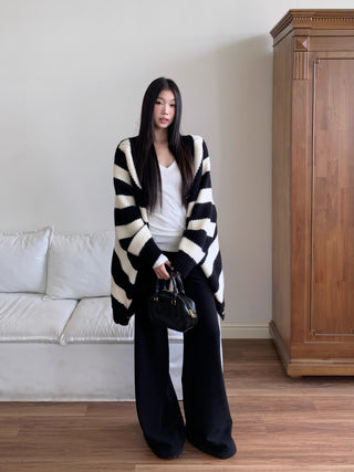 striped cardigan coat