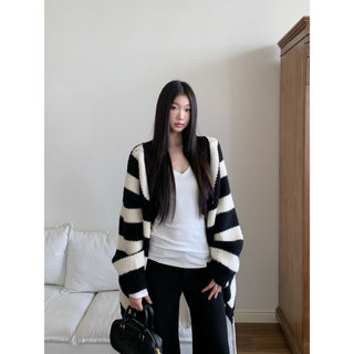 striped cardigan coat