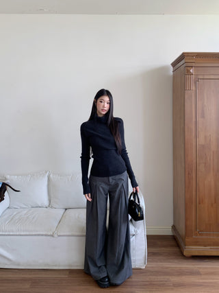 black knit blouse