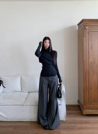 black knit blouse