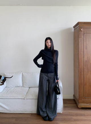 black knit blouse