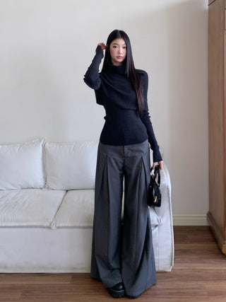 black knit blouse
