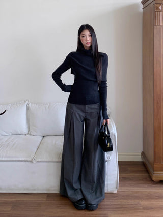 black knit blouse