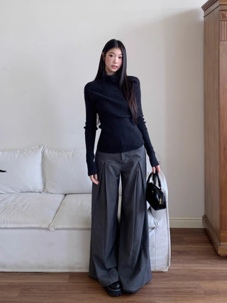 black knit blouse