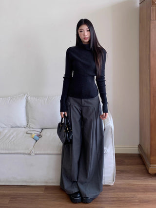 black knit blouse