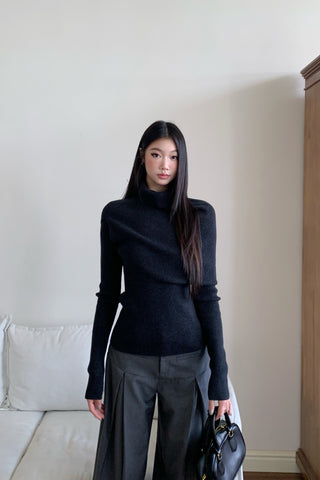 black knit blouse