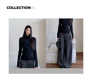 black knit blouse