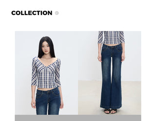 plaid shoulder tee