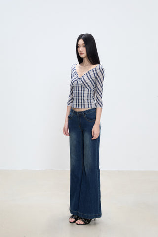 plaid shoulder tee