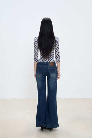 plaid shoulder tee