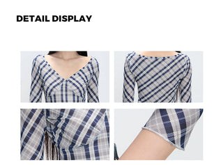 plaid shoulder tee