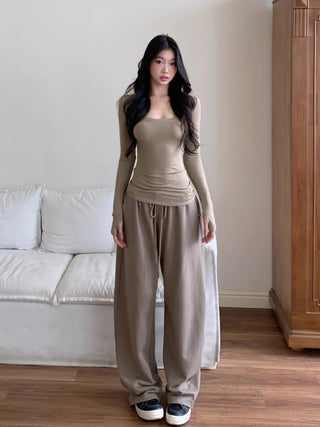 wide-leg casual pants