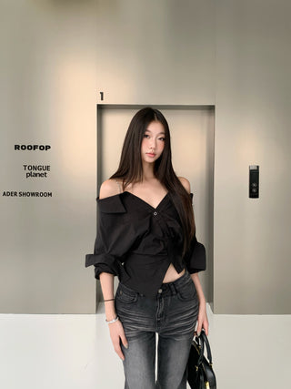 hollow shoulder top