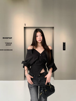 hollow shoulder top