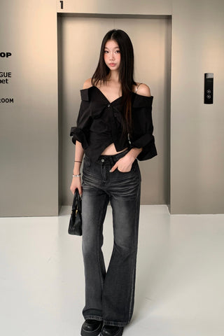 hollow shoulder top